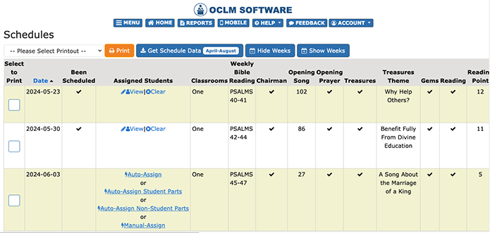 CLM Midweek Meeting Schedules